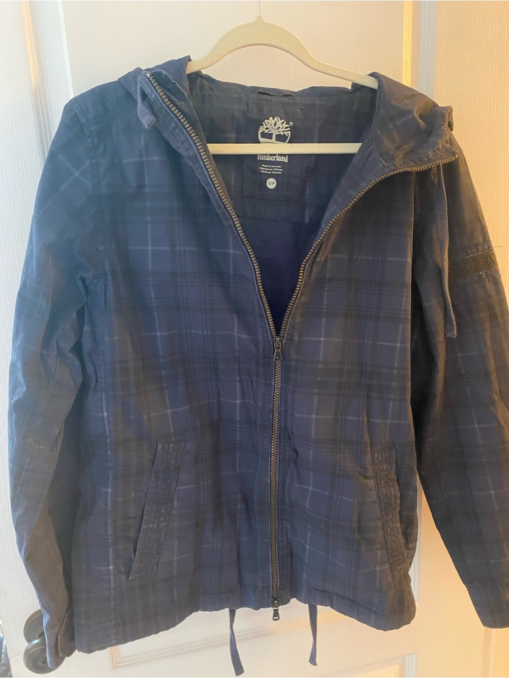 Timberland Navy and Black Plaid Button-Down Shirt